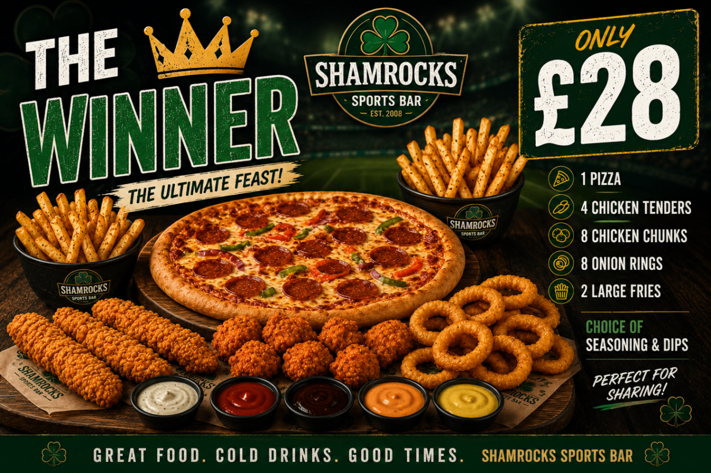 The Winner ultimate feast with pizza and sides for £28
