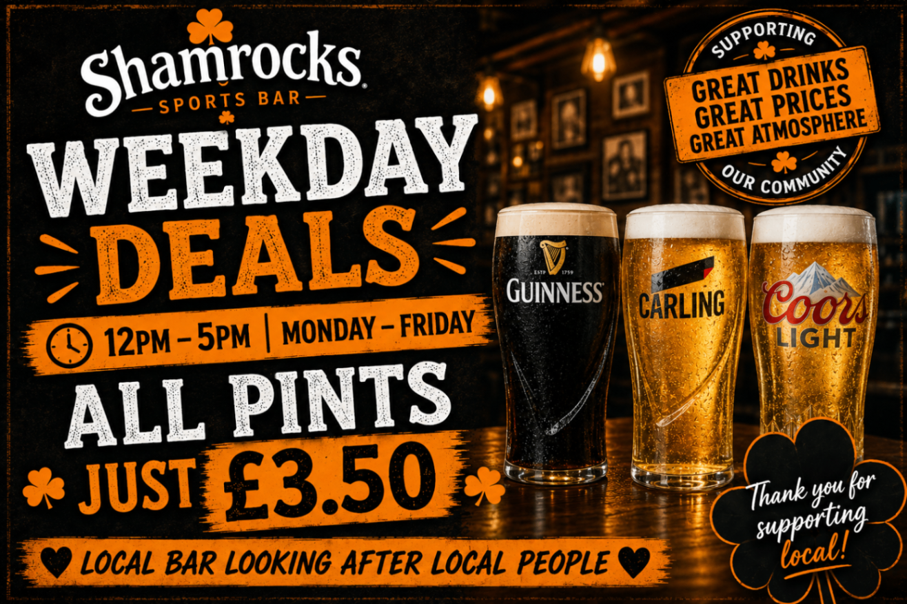 Weekday deals: all pints £3.50, Monday to Friday 12pm to 5pm